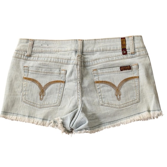 Blue Jean Shorts with Frayed Hem and Slim Fit - Picture 2 of 4